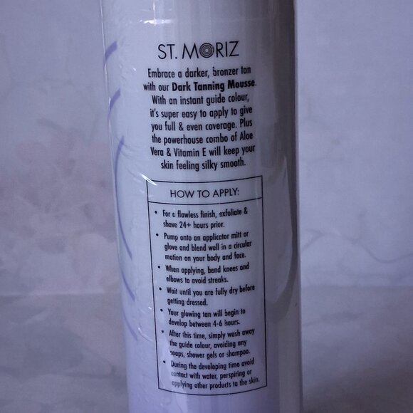 St. Moriz Professional Tanning Mousse Dark 200ml NEW - Picture 3 of 3